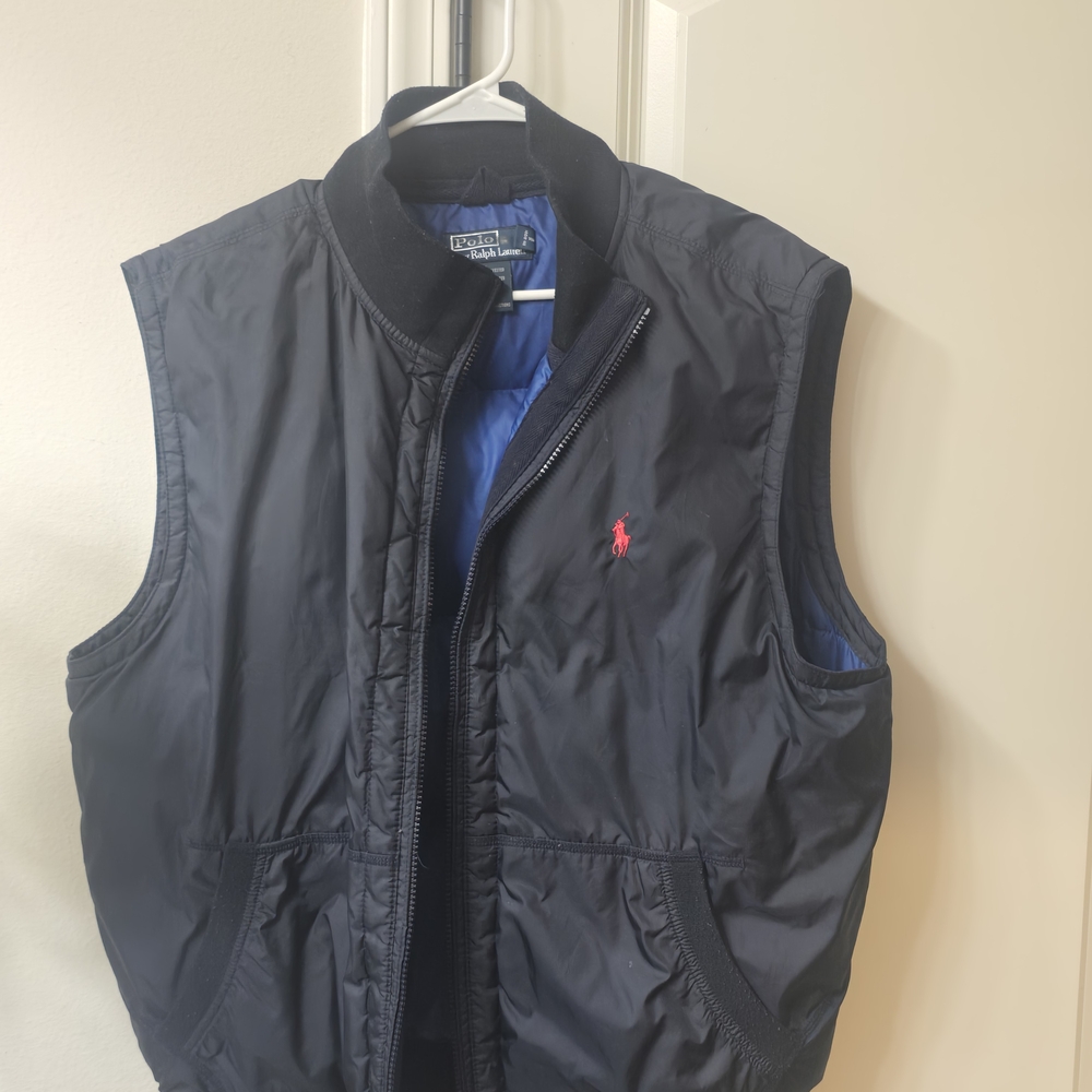 Polo Ralph Lauren Black Water Resistant Nylon Jacket,infarred Fleece,polo Bomber